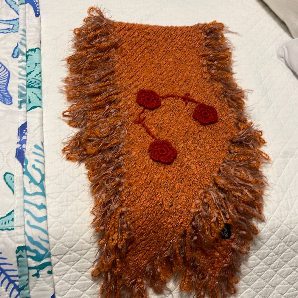 Red Fish Designs Soft Orange Scarf with Flowers